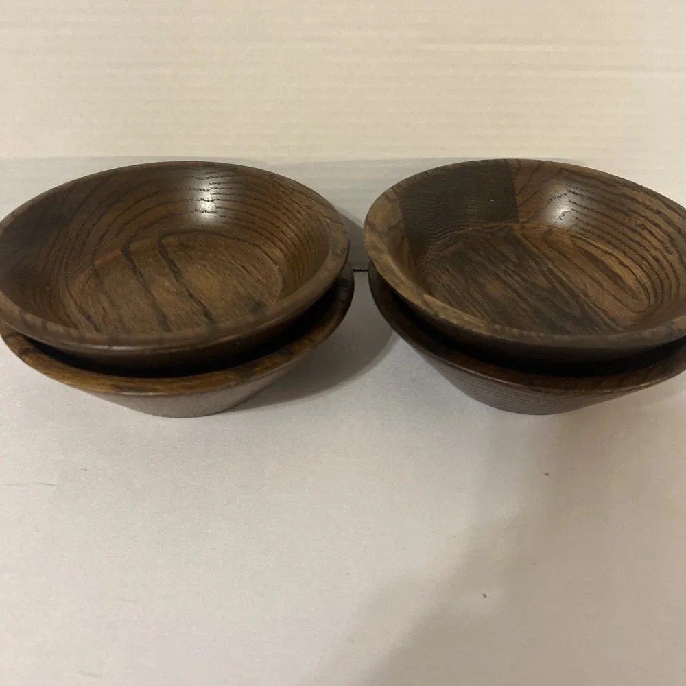 Vintage Heirloom Oak Curved Wood Bowls Set Of 4 DidWare Stave USA Lebanon Supply